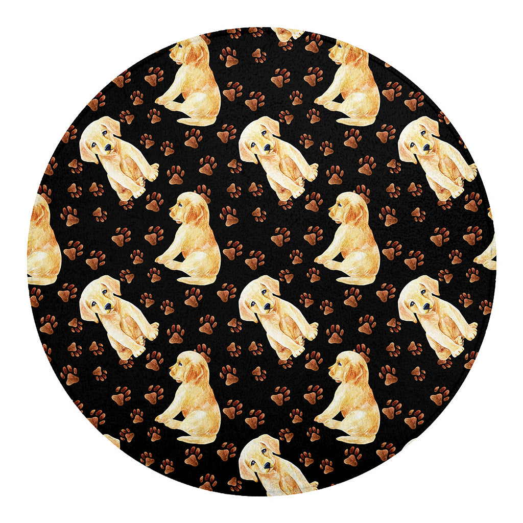 Labrador Retriever Puppy Pattern Print Round Blanket