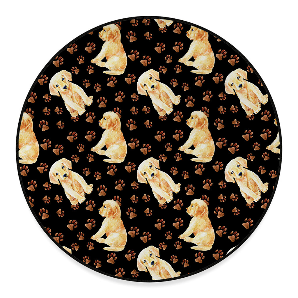Labrador Retriever Puppy Pattern Print Round Floor Mat