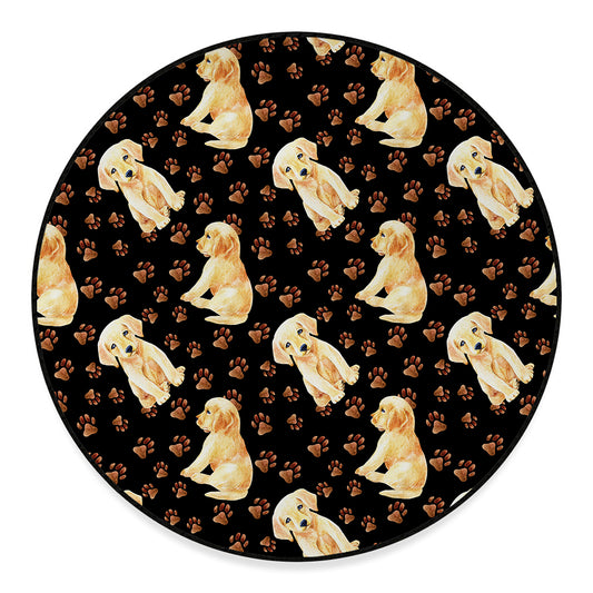 Labrador Retriever Puppy Pattern Print Round Floor Mat