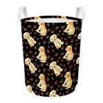 Labrador Retriever Puppy Pattern Print Round Laundry Basket