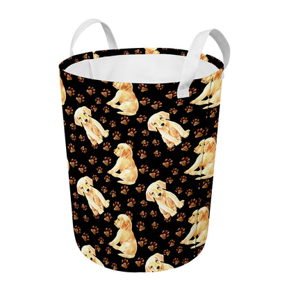 Labrador Retriever Puppy Pattern Print Round Laundry Basket