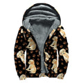 Labrador Retriever Puppy Pattern Print Sherpa Lined Zip Up Hoodie