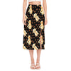 Labrador Retriever Puppy Pattern Print Side Slit Midi Skirt