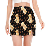 Labrador Retriever Puppy Pattern Print Side Slit Mini Skirt