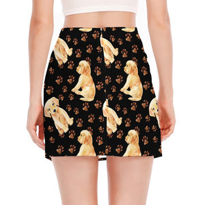 Labrador Retriever Puppy Pattern Print Side Slit Mini Skirt