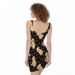 Labrador Retriever Puppy Pattern Print Sleeveless Bodycon Dress