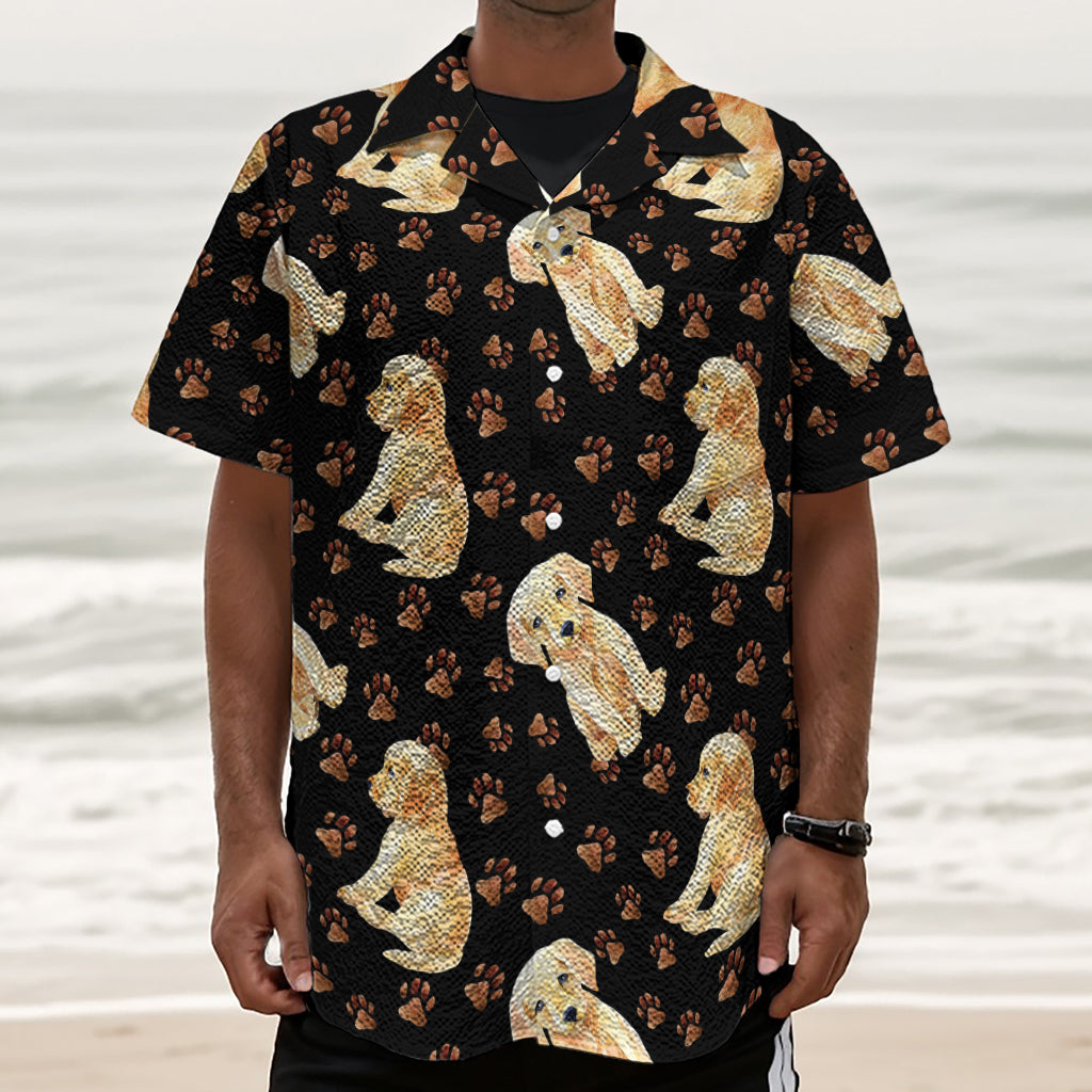 Labrador Retriever Puppy Pattern Print Textured Short Sleeve Shirt