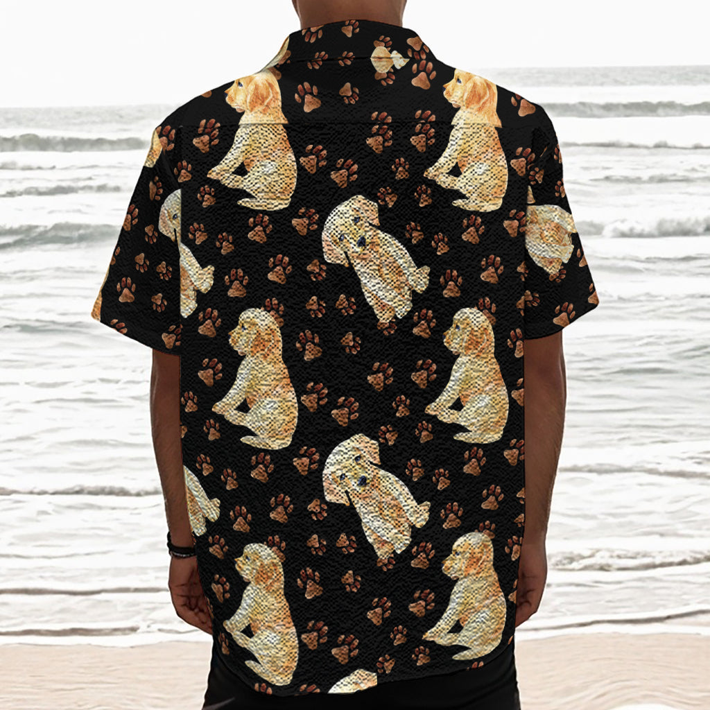 Labrador Retriever Puppy Pattern Print Textured Short Sleeve Shirt