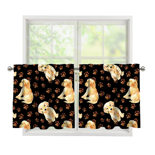 Labrador Retriever Puppy Pattern Print Tier Curtains