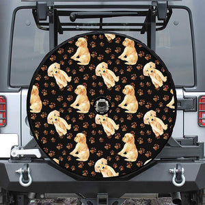 Labrador Retriever Puppy Pattern Print Tire Cover With Camera Hole