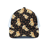 Labrador Retriever Puppy Pattern Print White Mesh Trucker Cap