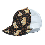 Labrador Retriever Puppy Pattern Print White Mesh Trucker Cap