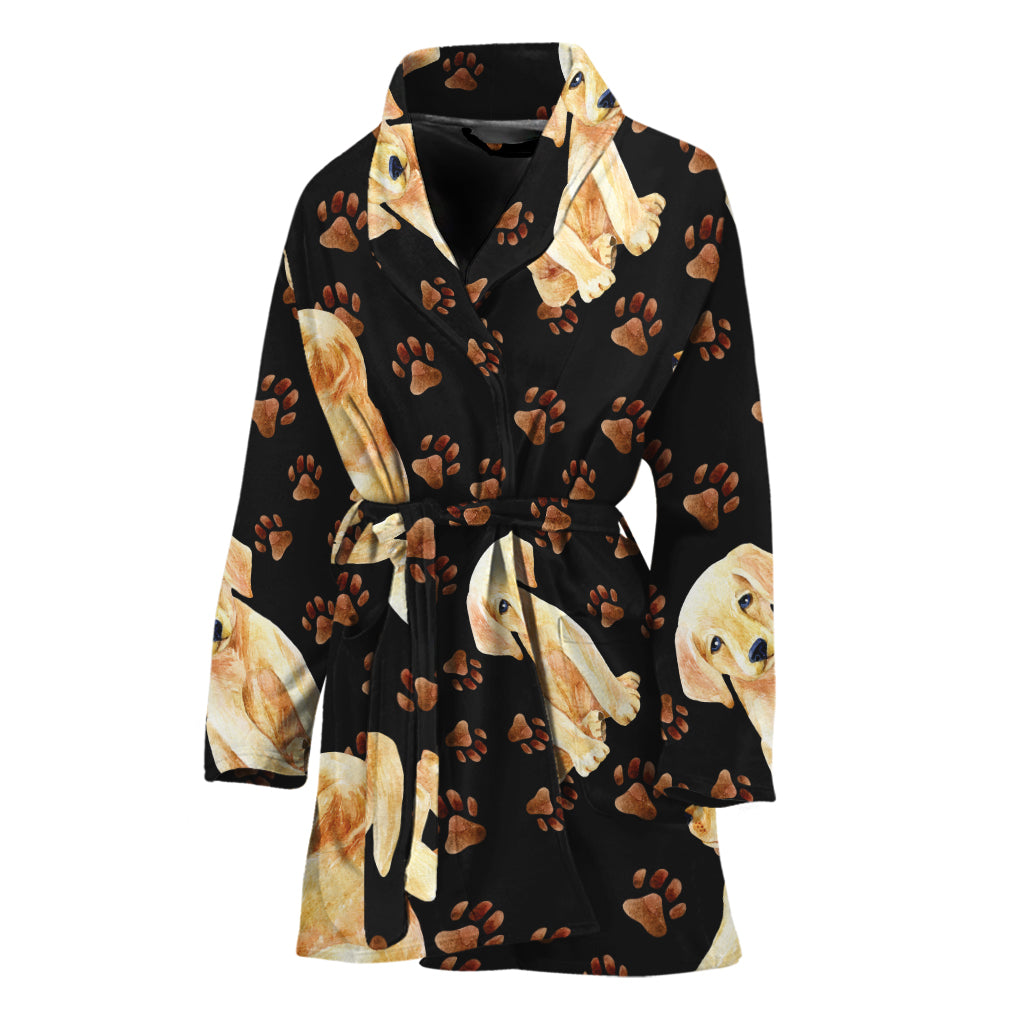 Labrador Retriever Puppy Pattern Print Women's Bathrobe