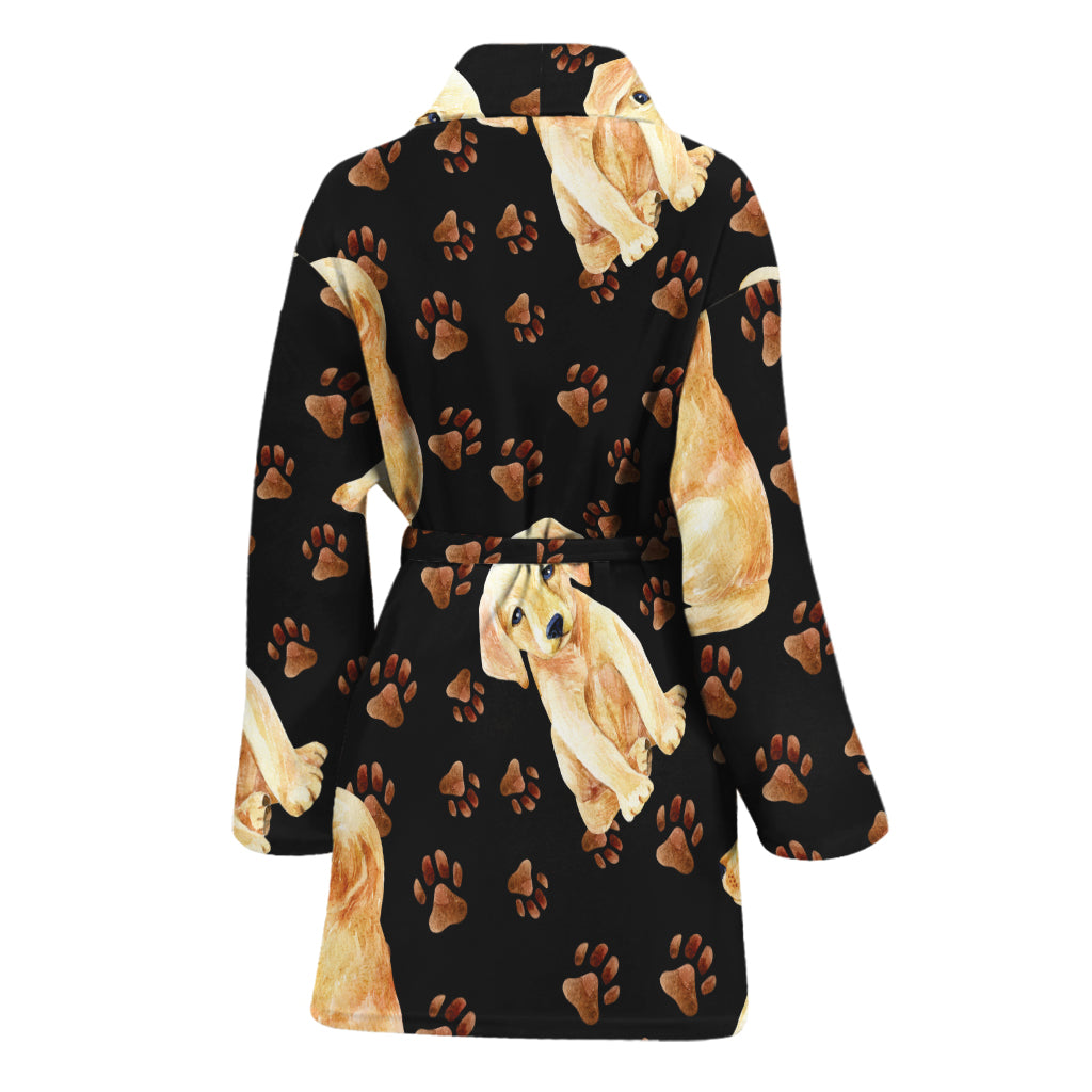 Labrador Retriever Puppy Pattern Print Women's Bathrobe