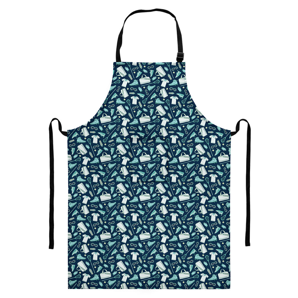 Lacrosse Equipment Pattern Print Bib Apron With Pocket