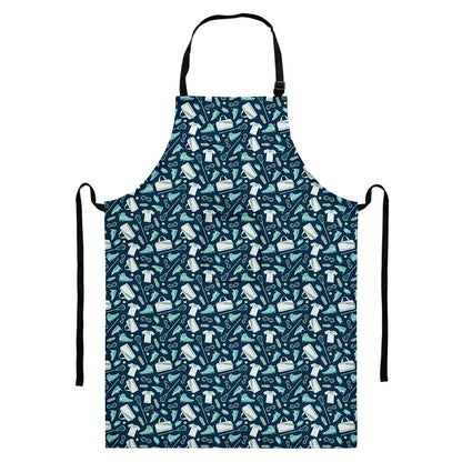 Lacrosse Equipment Pattern Print Bib Apron With Pocket