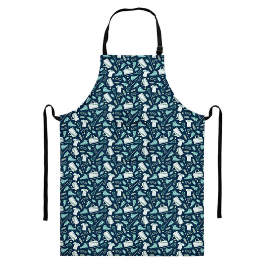 Lacrosse Equipment Pattern Print Bib Apron With Pocket