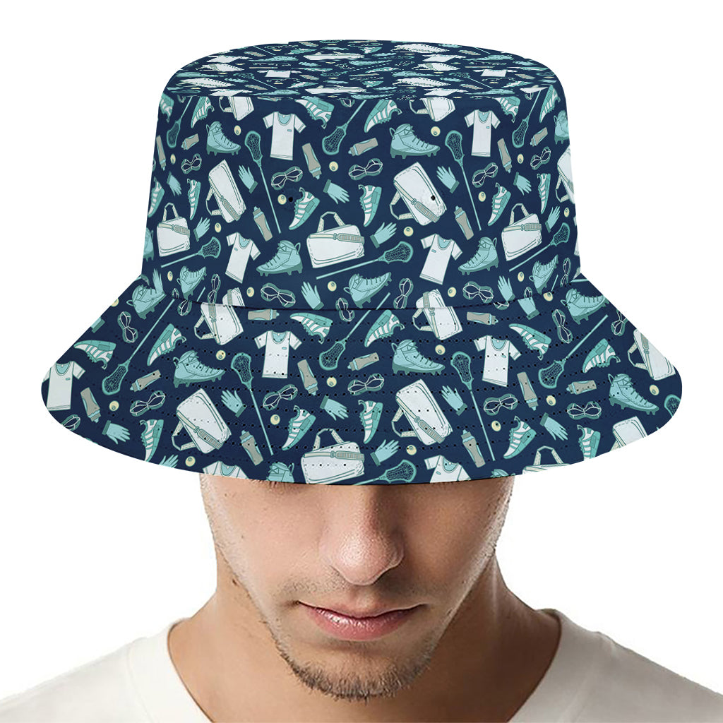 Lacrosse Equipment Pattern Print Bucket Hat