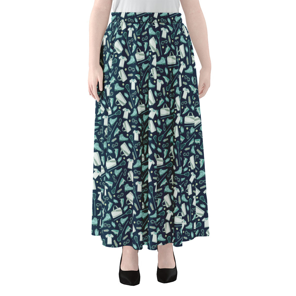 Lacrosse Equipment Pattern Print Chiffon Maxi Skirt