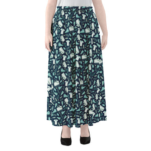 Lacrosse Equipment Pattern Print Chiffon Maxi Skirt