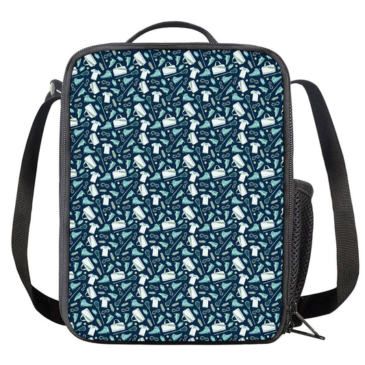 Lacrosse Equipment Pattern Print Crossbody Lunch Bag