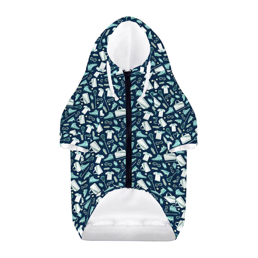 Lacrosse Equipment Pattern Print Dog Zip Up Hoodie