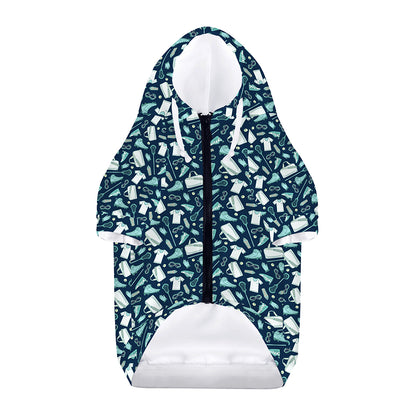Lacrosse Equipment Pattern Print Dog Zip Up Hoodie