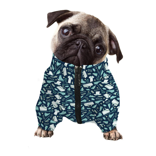 Lacrosse Equipment Pattern Print Dog Zip Up Jacket