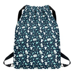 Lacrosse Equipment Pattern Print Drawstring Backpack