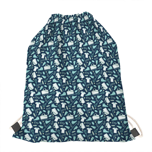 Lacrosse Equipment Pattern Print Drawstring Bag
