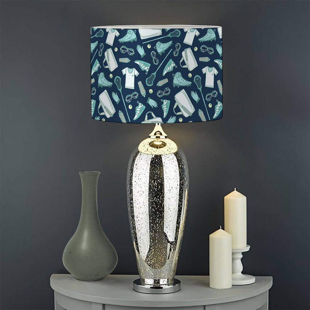 Lacrosse Equipment Pattern Print Drum Lamp Shade