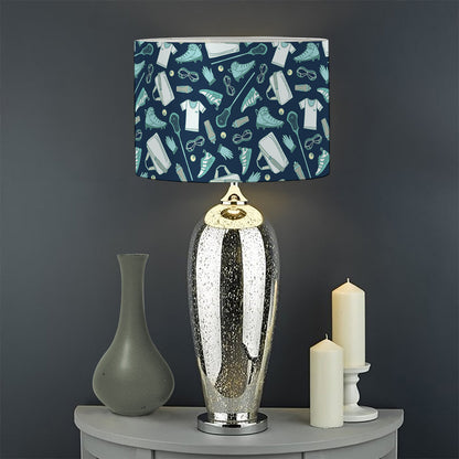 Lacrosse Equipment Pattern Print Drum Lamp Shade