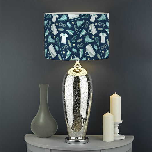 Lacrosse Equipment Pattern Print Drum Lamp Shade