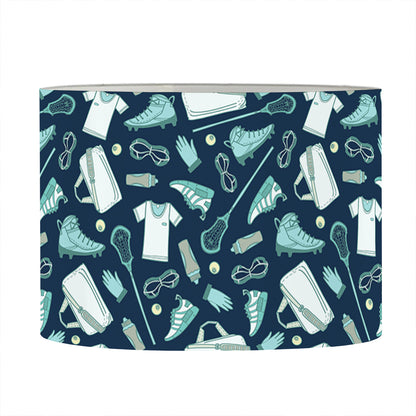 Lacrosse Equipment Pattern Print Drum Lamp Shade