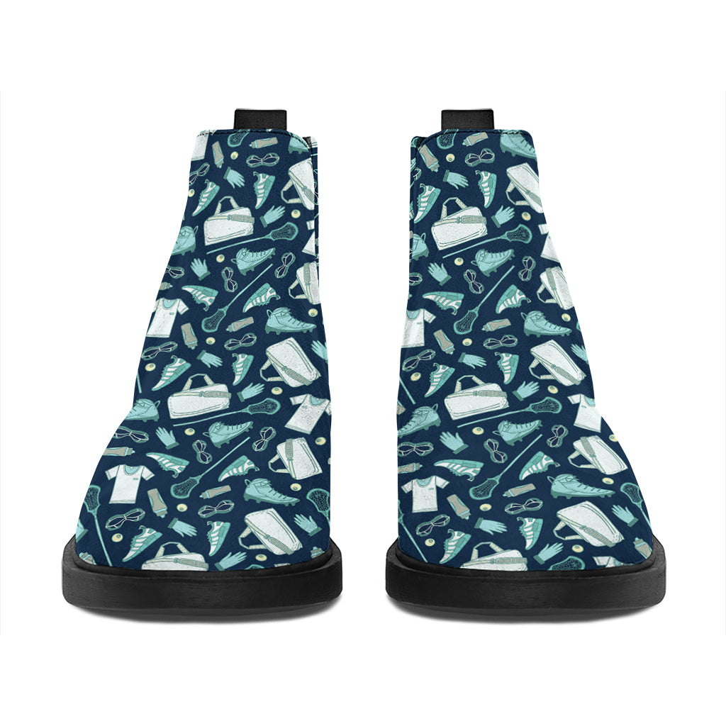 Lacrosse Equipment Pattern Print Flat Ankle Boots