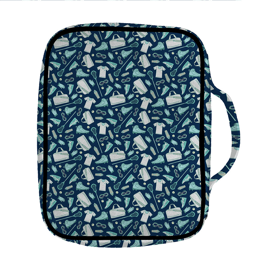 Lacrosse Equipment Pattern Print Front Pocket Bible Bag