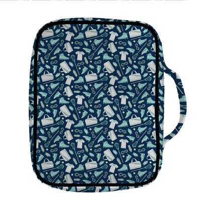 Lacrosse Equipment Pattern Print Front Pocket Bible Bag