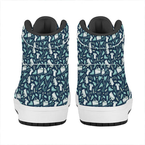 Lacrosse Equipment Pattern Print High Top Leather Sneakers