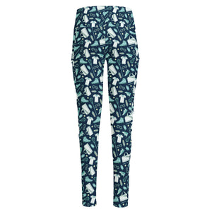 Lacrosse Equipment Pattern Print High-Waisted Pocket Leggings