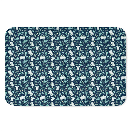 Lacrosse Equipment Pattern Print Indoor Door Mat