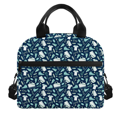 Lacrosse Equipment Pattern Print Insulated Lunch Bag