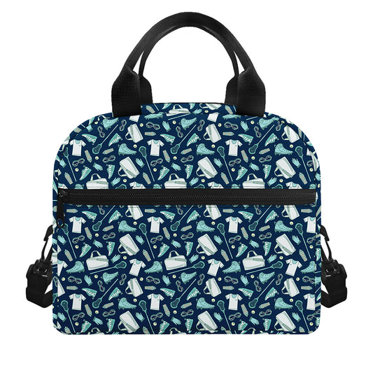 Lacrosse Equipment Pattern Print Insulated Lunch Bag