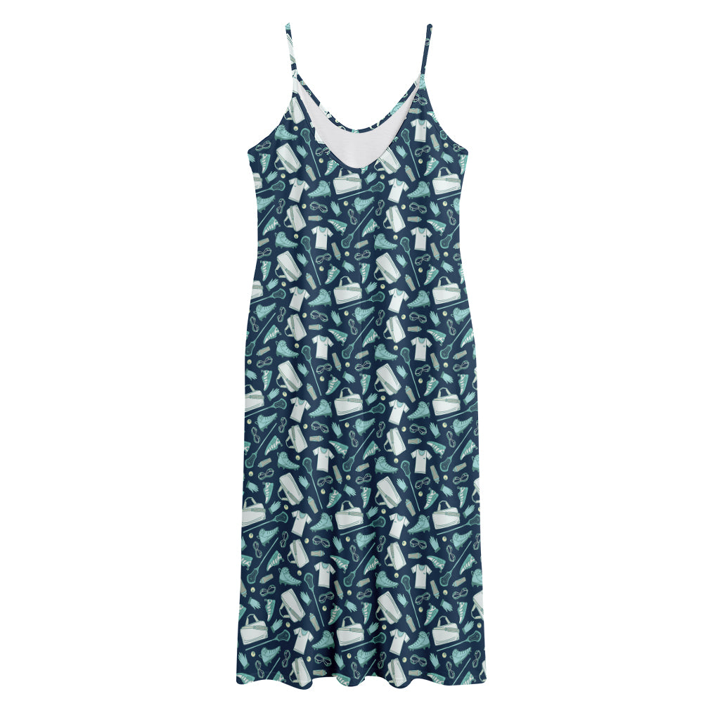 Lacrosse Equipment Pattern Print Jersey Midi Cami Dress