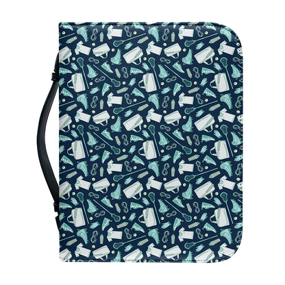 Lacrosse Equipment Pattern Print Leather Bible Cover