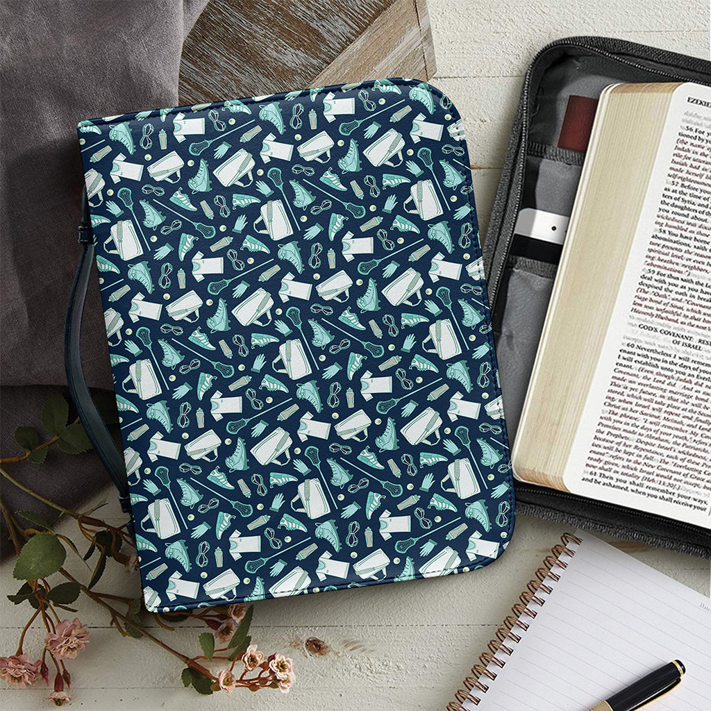 Lacrosse Equipment Pattern Print Leather Bible Cover