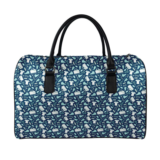 Lacrosse Equipment Pattern Print Leather Duffle Bag