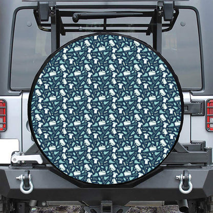 Lacrosse Equipment Pattern Print Leather Spare Tire Cover