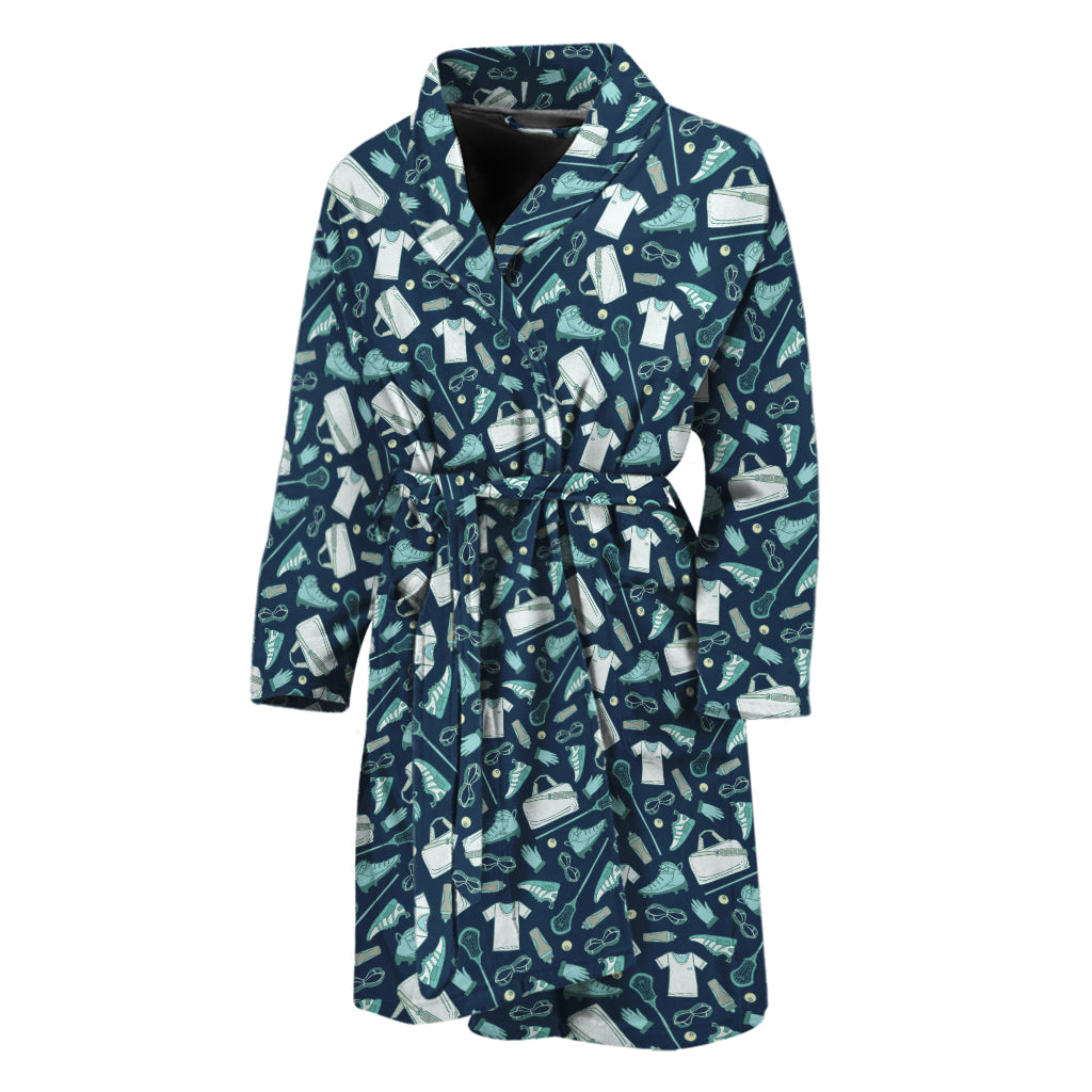 Lacrosse Equipment Pattern Print Men's Bathrobe