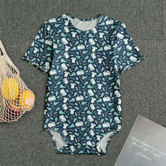 Lacrosse Equipment Pattern Print Men's Bodysuit