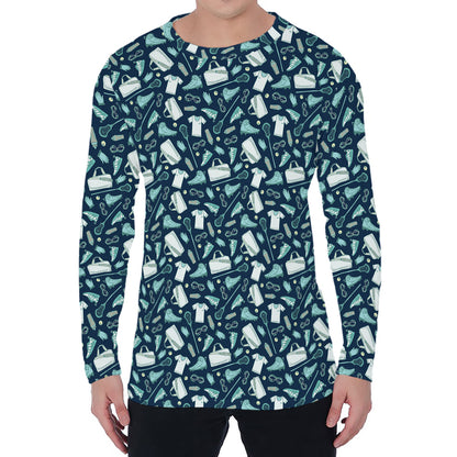 Lacrosse Equipment Pattern Print Men's Long Sleeve T-Shirt